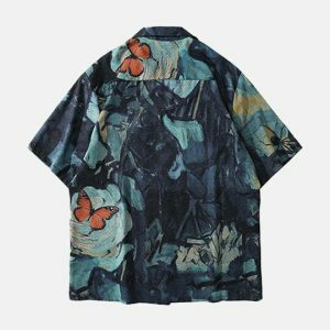 tropical butterfly shirt in hawaiian wash vintage look 3808