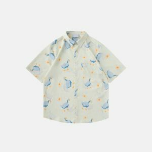 tropical goose print shirt   youthful & vibrant style 8758