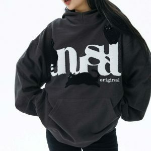 unusual cat graphic hoodie   youthful & dynamic design 2114