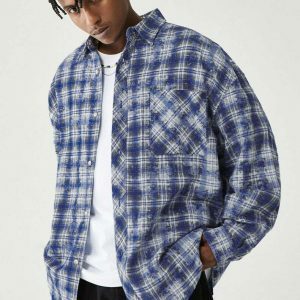 urban brushed check shirt in blue plaid   chic & timeless 6287