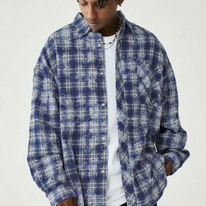 urban brushed check shirt in blue plaid   chic & timeless 7852