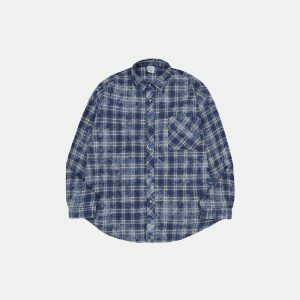 urban brushed check shirt in blue plaid   chic & timeless 7858