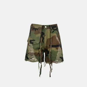 urban camo denim shorts sleek straight cut & edgy style 1258