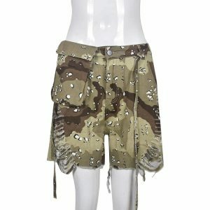 urban camo denim shorts sleek straight cut & edgy style 1845