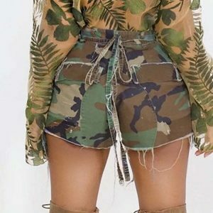 urban camo denim shorts sleek straight cut & edgy style 2670