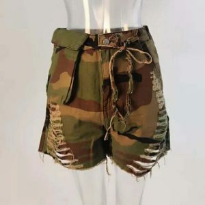 urban camo denim shorts sleek straight cut & edgy style 4692