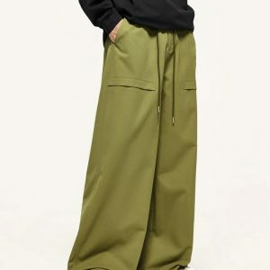 urban chic drawstring cargo pants   baggy & trendy fit 1012