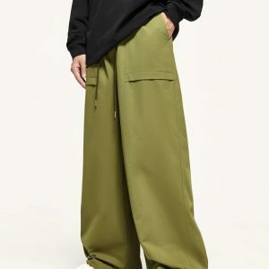 urban chic drawstring cargo pants   baggy & trendy fit 1712