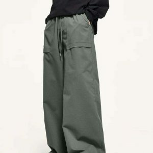 urban chic drawstring cargo pants   baggy & trendy fit 5633