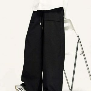 urban chic drawstring cargo pants   baggy & trendy fit 8392