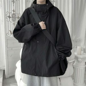 urban chic hooded windbreaker jacket loose & trendy fit 3110