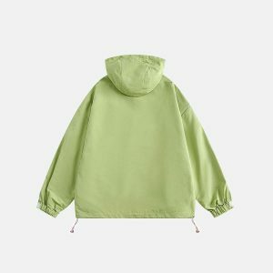 urban green zip up jacket sleek design & versatile wear 8699