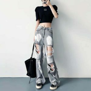 versatile straightleg ripped jeans youthful & edgy appeal 2669