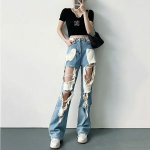 versatile straightleg ripped jeans youthful & edgy appeal 6667