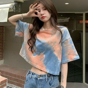 vibrant tie dye crop top oversized & youthful style 1915