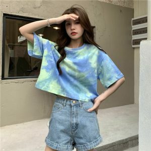 vibrant tie dye crop top oversized & youthful style 6577