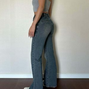 vintage 90s baggy denim pants sleek & youthful style 5449