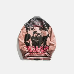 vintage band leather jacket iconic varsity style 2561