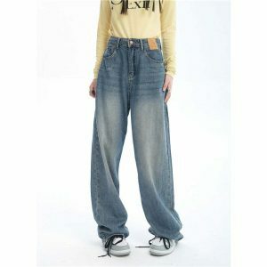 vintage blue baggy jeans   chic & timeless streetwear staple 3946