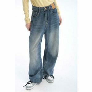 vintage blue baggy jeans   chic & timeless streetwear staple 5267