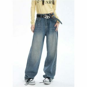 vintage blue baggy jeans   chic & timeless streetwear staple 7445