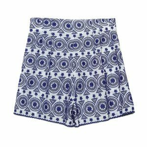 vintage blue embroidered shorts chic & youthful design 1410