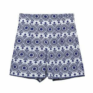 vintage blue embroidered shorts chic & youthful design 8957