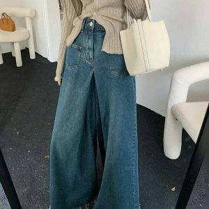 vintage chic baggy denim jeans for women   urban style 8619