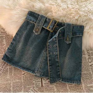 vintage denim mini skirts   chic & timeless streetwear staple 3526