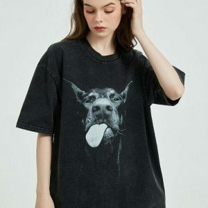 vintage doberman tee washed black   urban & edgy style 2033