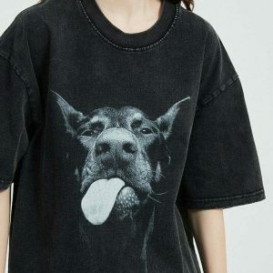 vintage doberman tee washed black   urban & edgy style 4965