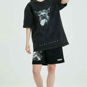 vintage doberman tee washed black   urban & edgy style 6769