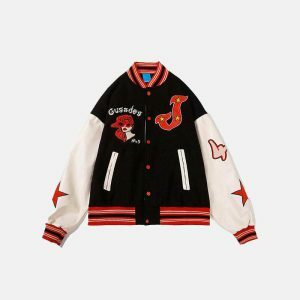 vintage embroidered varsity jacket iconic & youthful style 8996