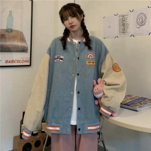 vintage embroidered varsity jacket loose & iconic style 5251