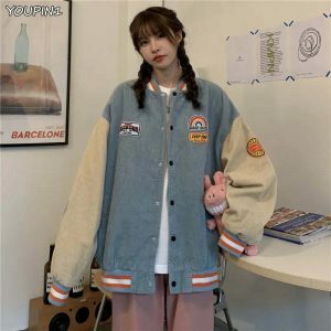 vintage embroidered varsity jacket loose & iconic style 7890