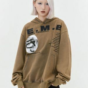 vintage eyes graphic hoodie washed look & urban appeal 6578