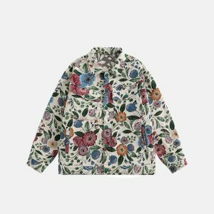 vintage floral hip hop jacket   iconic & vibrant streetwear 1872