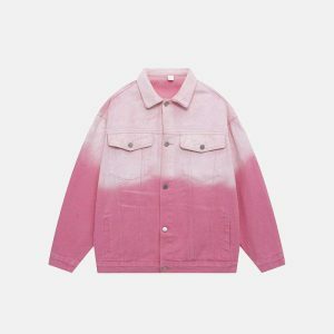 vintage gradient denim jacket   chic & youthful streetwear icon 2717