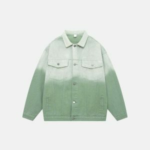vintage gradient denim jacket   chic & youthful streetwear icon 3359