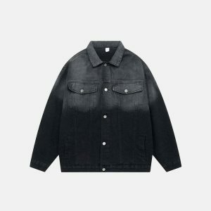 vintage gradient denim jacket   chic & youthful streetwear icon 8604