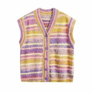 vintage gradient vest sweater youthful & trendy appeal 3859