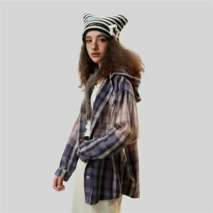 vintage plaid gradient hoodie chic & youthful streetwear 1160