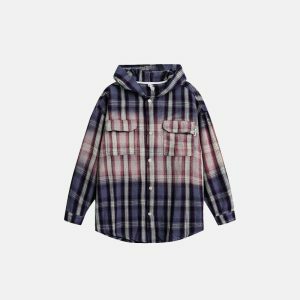 vintage plaid gradient hoodie chic & youthful streetwear 2846