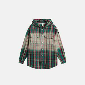 vintage plaid gradient hoodie chic & youthful streetwear 3838