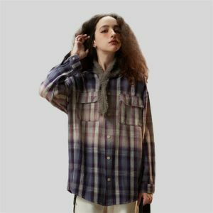 vintage plaid gradient hoodie chic & youthful streetwear 6465