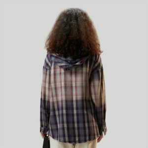 vintage plaid gradient hoodie chic & youthful streetwear 8666