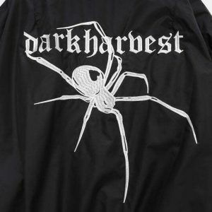 vintage spider embroidery jacket   edgy & chic streetwear 5722