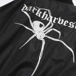 vintage spider embroidery jacket   edgy & chic streetwear 6180