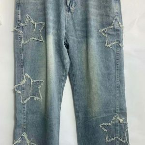 vintage star embroidered jeans high street chic & edgy 4379