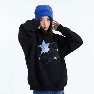 vintage star graphic hoodie oversized & youthful style 1867